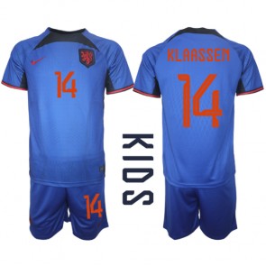 Holandia Davy Klaassen #14 Koszulka Wyjazdowych Dziecięca MŚ 2022 Krótki Rękaw (+ Krótkie spodenki)